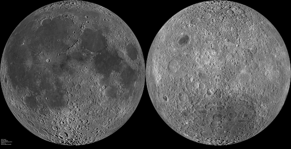 Cele două emisfere ale Lunii. Foto: LRO Cele două emisfere ale Lunii. Foto: LRO