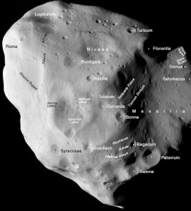 Nume pe asteroidul 21 Lutetia. Foto: ESA 2010 MPS for OSIRIS Team MPS/UPD/LAM/IAA/RSSD/INTA/UPM/DASP/IDA