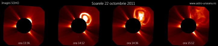 Ejecție coronală de masă 22 octombrie. Foto: SOHO