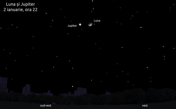 Jupiter lângă Lună - 2 ianuarie 2012