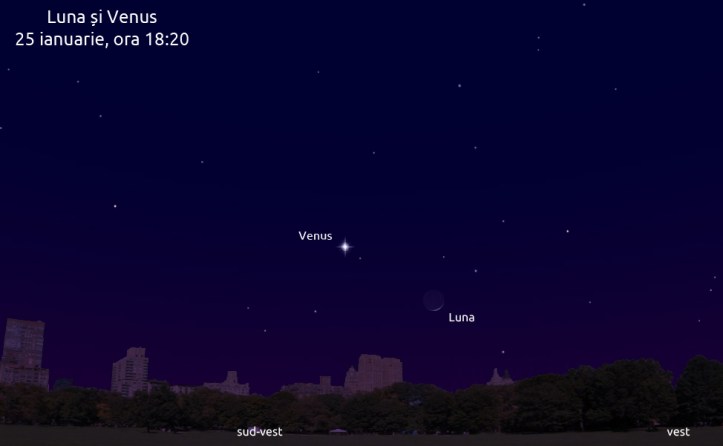 Luna și Venus în seara de 25 ianuarie 2012, ora 18:20 Luna și Venus în seara de 25 ianuarie 2012, ora 18:20