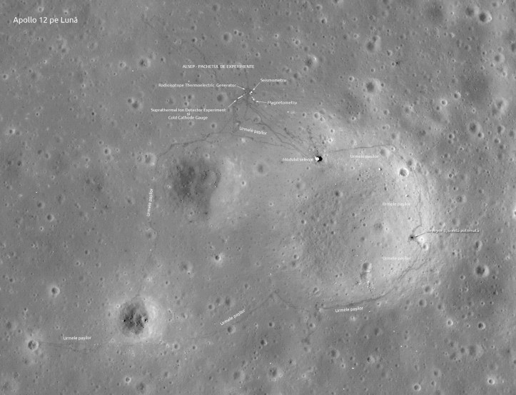 Apollo 12 pe Lună. Foto: NASA/LRO