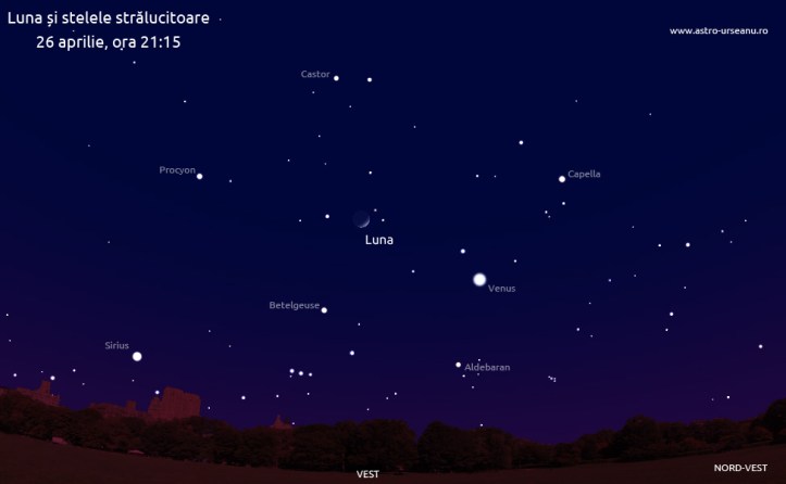 Pe 26 aprilie Luna va fi prizoniera stelelor strălucitoare