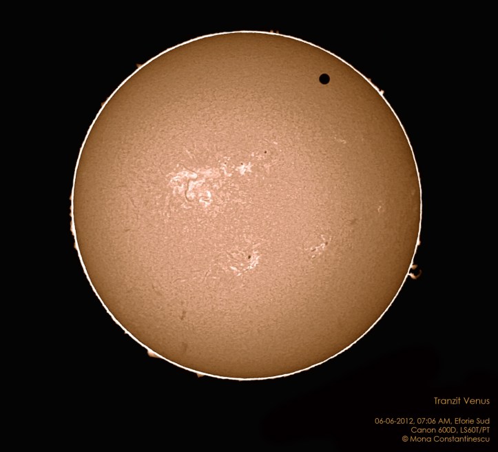 Tranzitul lui Venus în lumina h-alpha. Foto: Mona Constantinescu Tranzitul lui Venus în lumina h-alpha. Foto: Mona Constantinescu