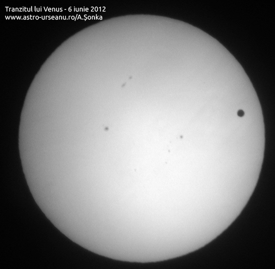 Tranzitul lui Venus din 6 iunie 2012. Foto: Adrian Șonka