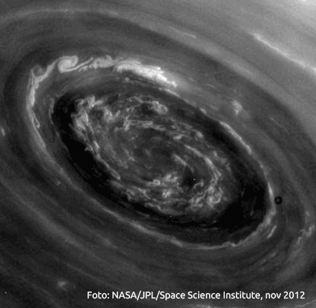 Polul nord al planetei Saturn. Foto: NASA/JPL/Space Science Institute