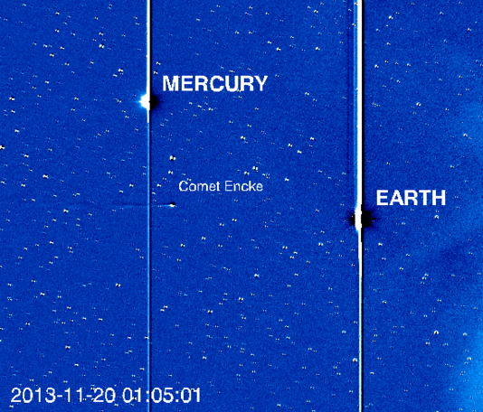 Cometele Encke și ISON în imagini luate de telescopul solar spațial Stereo A. Preluare: spaceweather.com