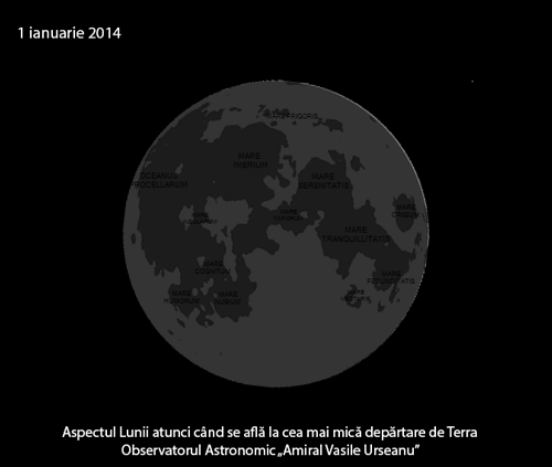Aspectul Lunii atunci când se află la cea mai mică depărtare de Terra