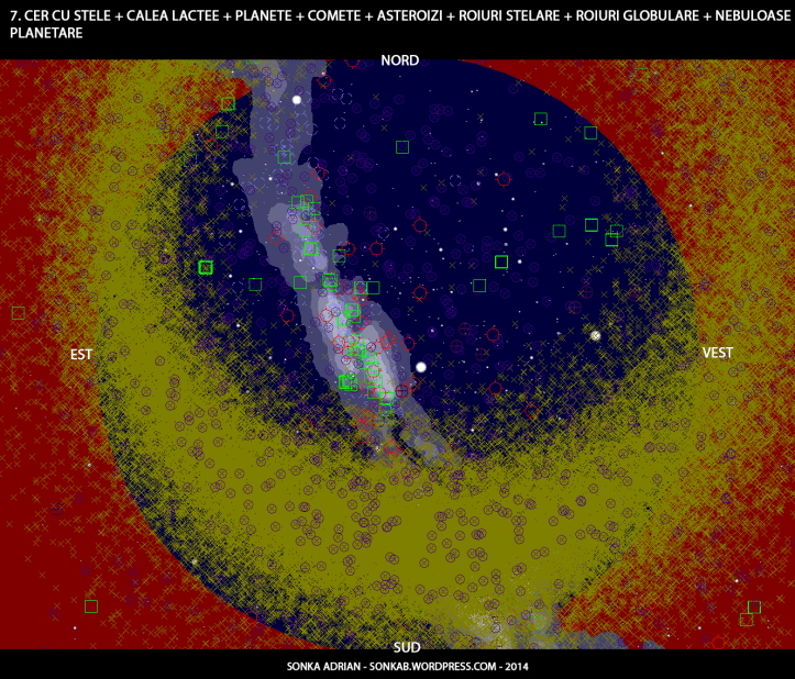 Cer cu stele, Calea Lactee, planete, comete, asteroizi, roiuri stelare și nebuloase - 1 iulie, ora 23