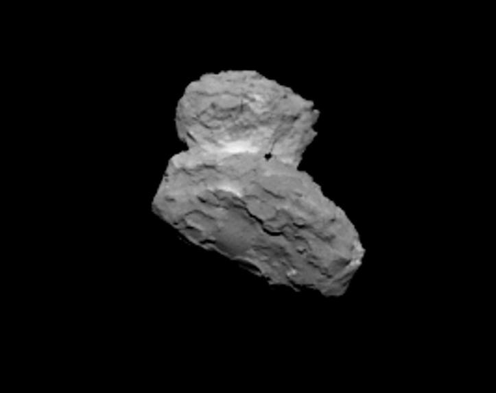 Cometa 67P/Churyumov-Gerasimenko de la 1000 de km depărtare. Foto: ESA/Rosetta/MPS for OSIRIS Team MPS/UPD/LAM/IAA/SSO/INTA/UPM/DASP/IDA