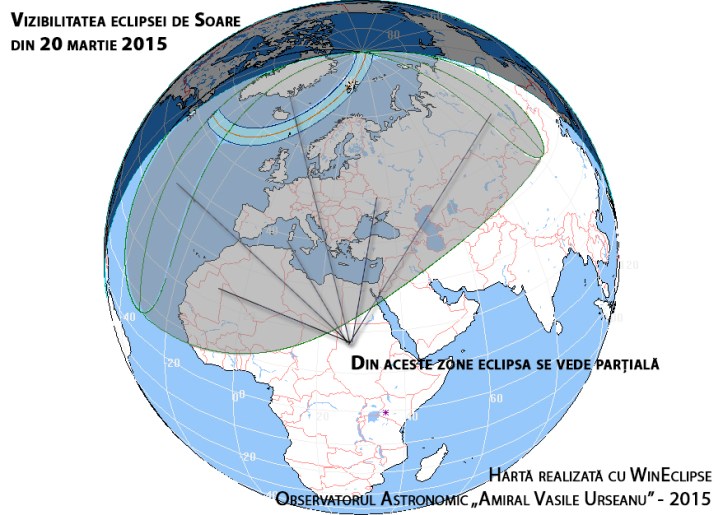 Vizibilitatea eclipsei pe glob