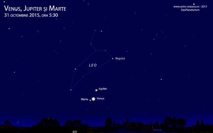 Trei planete în dimineața de 31 octombrie, ora 5:30