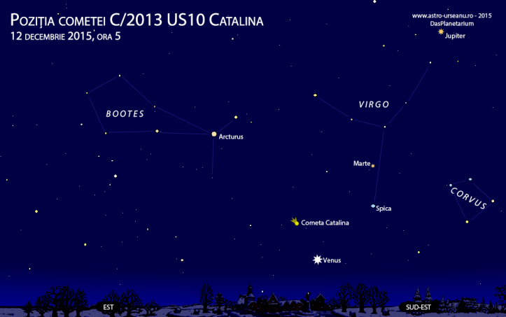 Partea de răsărit a cerului pe 12 decembrie, ora 5 dimineața