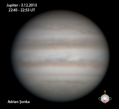 Jupiter pe 3 decembrie 2013