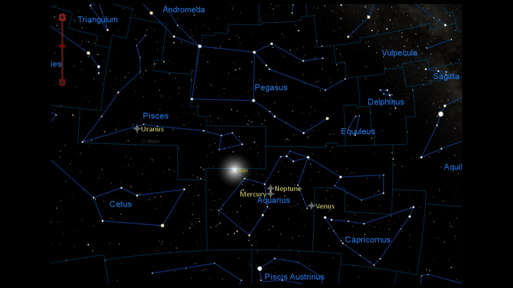 Poziția planetelor pe 11 martie 2016, la ora 00:10