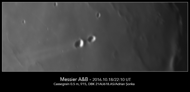 Craterele Messier A și B. Foto: Adrian Șonka