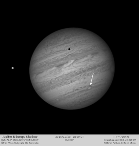 Jupiter și zona despre care discutăm. Foto: Phil Miles