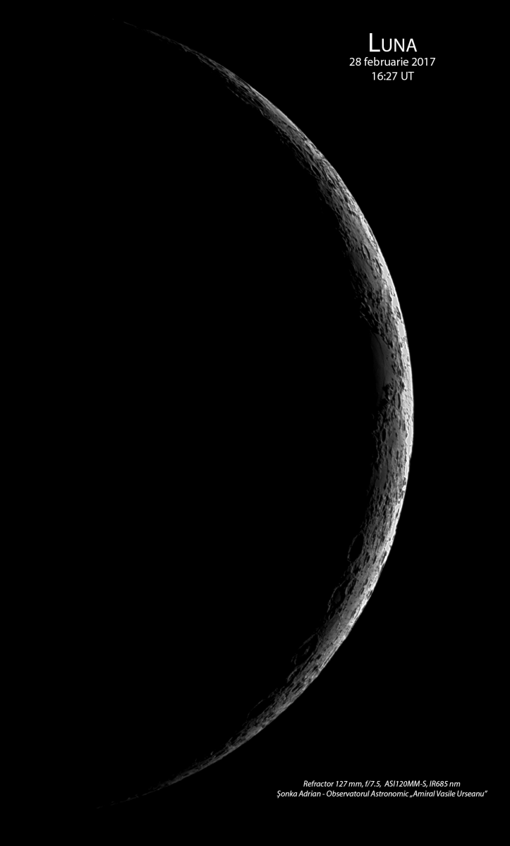 Luna în dupamiaza de 28 februarie 2017. Foto: Adrian Șonka