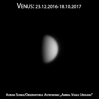 Imagini cu planeta Venus luate între 23 decembrie 2016 și 18 octombrie 2017. Adrian Sonka