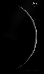 Luna pe 25 iunie 2017, la 1,67 zile după faza de Lună Nouă. Foto: Sonka Adrian
