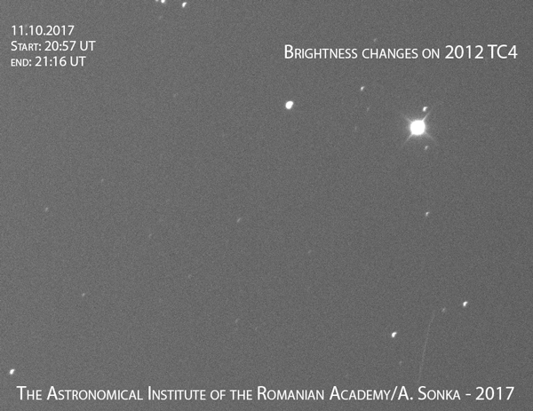 Asteroidul 2012 TC4 observat de la Institutul Astronomic al Academiei Române