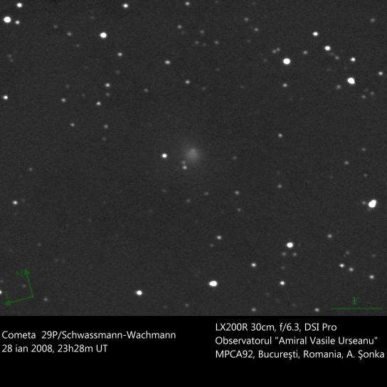 Cometa 29P în ianuarie 2008