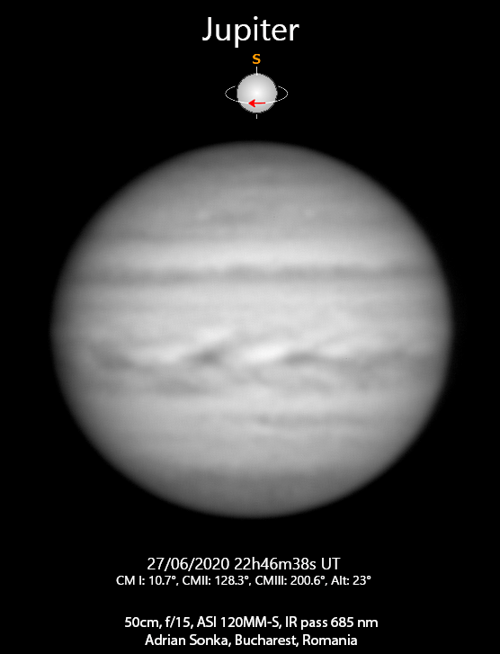 Juipter în noaptea de 27 spre 28 iunie 2020