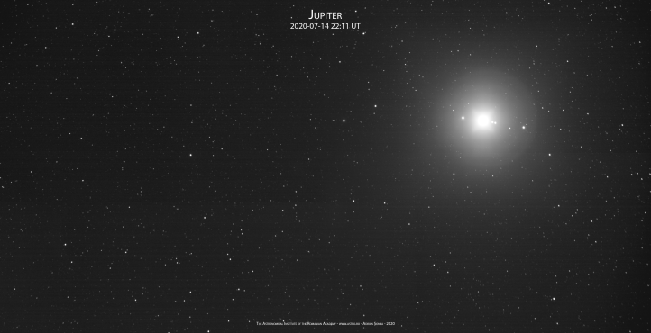 Jupiter printre stele în noaptea de 14 spre 15 iulie 2020